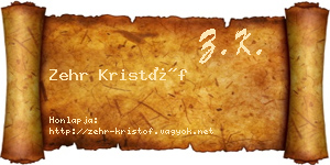 Zehr Kristóf névjegykártya